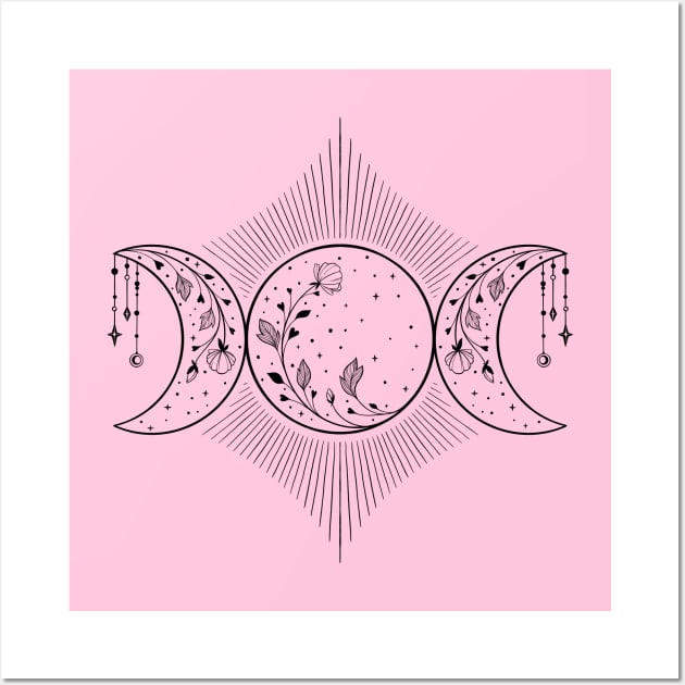 Triple moon Goddess Witch Wicca Symbol Wall Art by OccultOmaStore